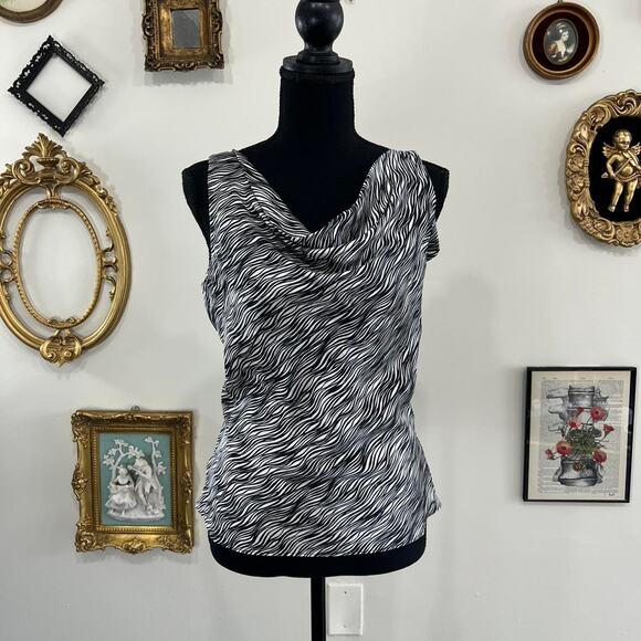 Vintage Y2K Intermix Zebra Print Silk Cowl Neck Sleeveless Top silk size xs - Picture 1 of 6